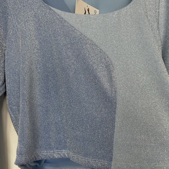 Naked Wardrobe Shimmer Crop Top Size 3X Blue Metallic Shiny Going Out Party - Picture 5 of 9